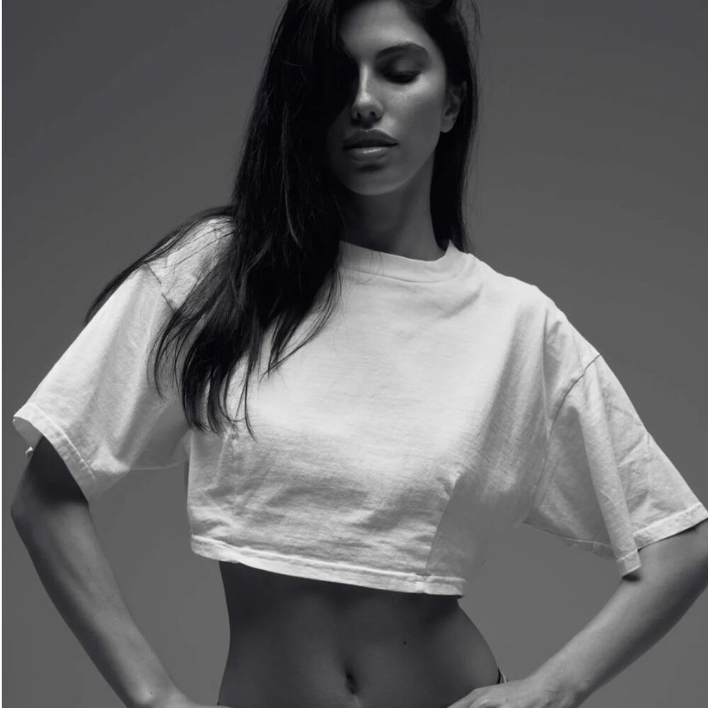 Talentless Blue Grey Cropped Darted Tee – Size XS